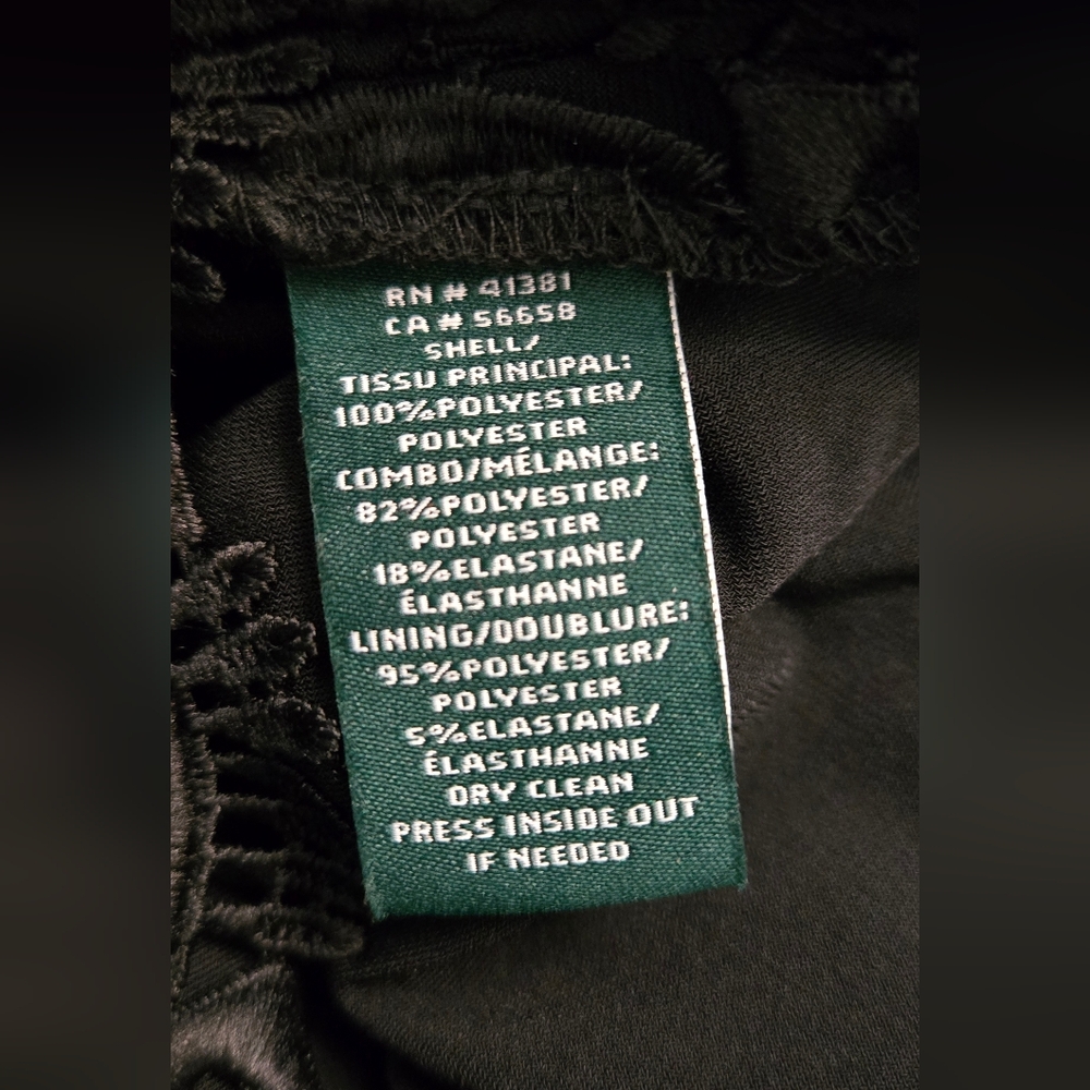 Lauren Ralph Lauren black embroidered lace LBD illusion sleeveless dress sz 10 - Picture 8 of 9